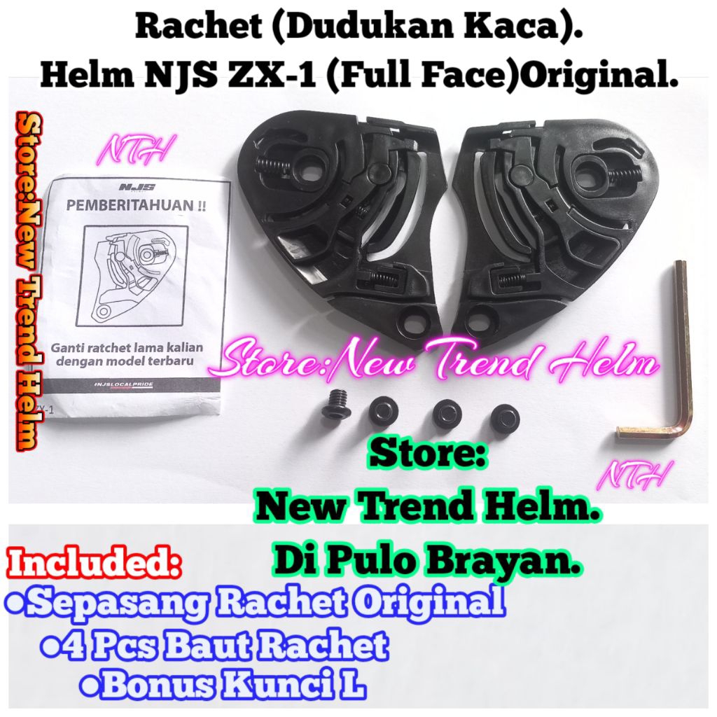 Rachet Helm NJS ZX 1 Original.Dudukan Kaca Helm NJS ZX 1 Full Face Original