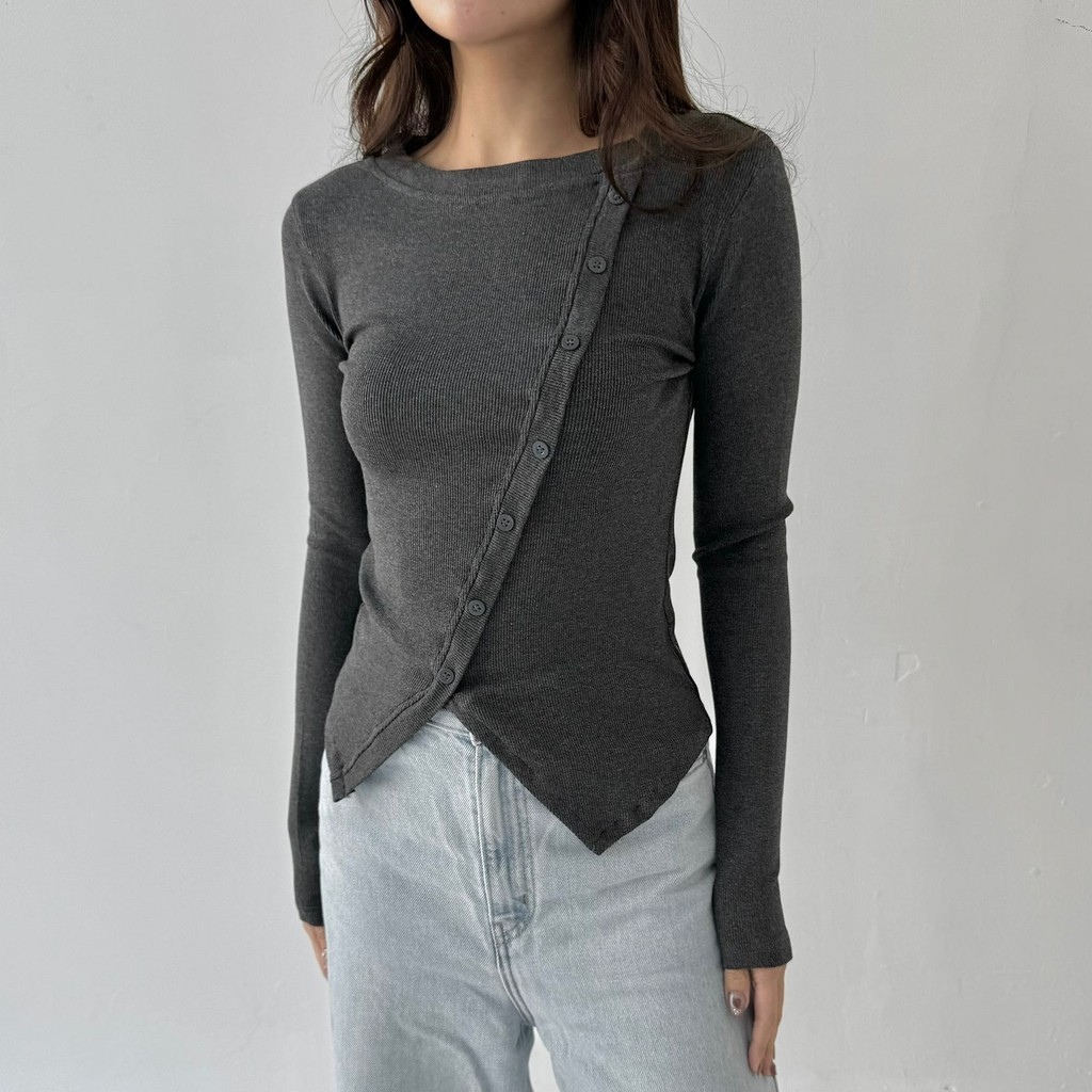 DAVINA Atasan Wanita Long Sleeve - Baju Lengan Panjang Wanita Knit Top Blouse rib knit baju Korean