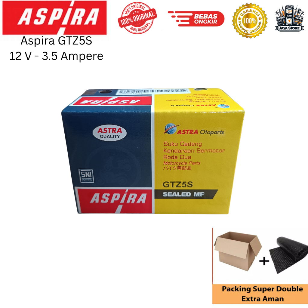 Aki Aspira Gtz5s Original Motor Beat fi, Beat karbu, Scoopy Fi, Scoopy Karbu, Vario techno 110