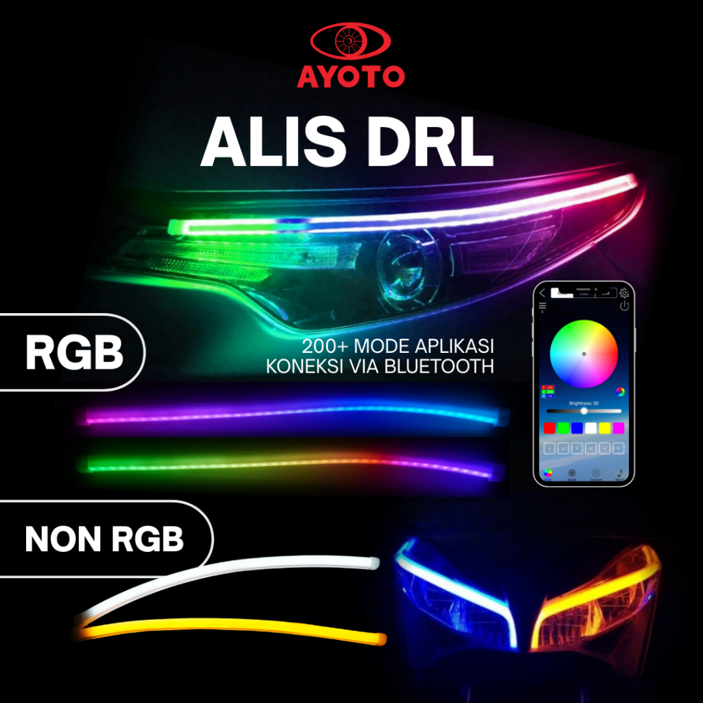 (LIVE) DRL ALIS RGB PREMIUM & DRL ALIS 2 MODE FITUR WELOME 30CM, 60CM