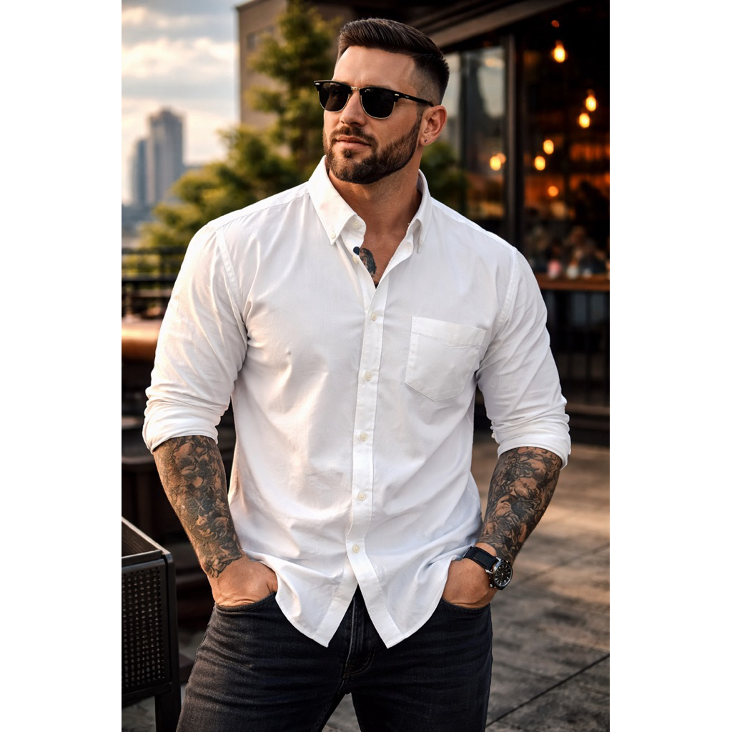 Kemeja Big Size Putih S.Oliver Lengan Panjang Pria