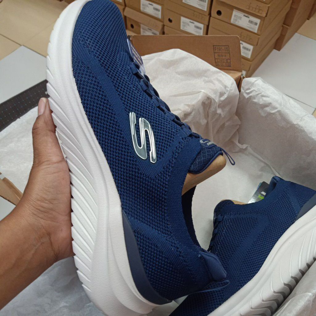 SKECHERS SPORTS FLECTION SEPATU SLIP ON PRIA ORIGINAL_NAVY