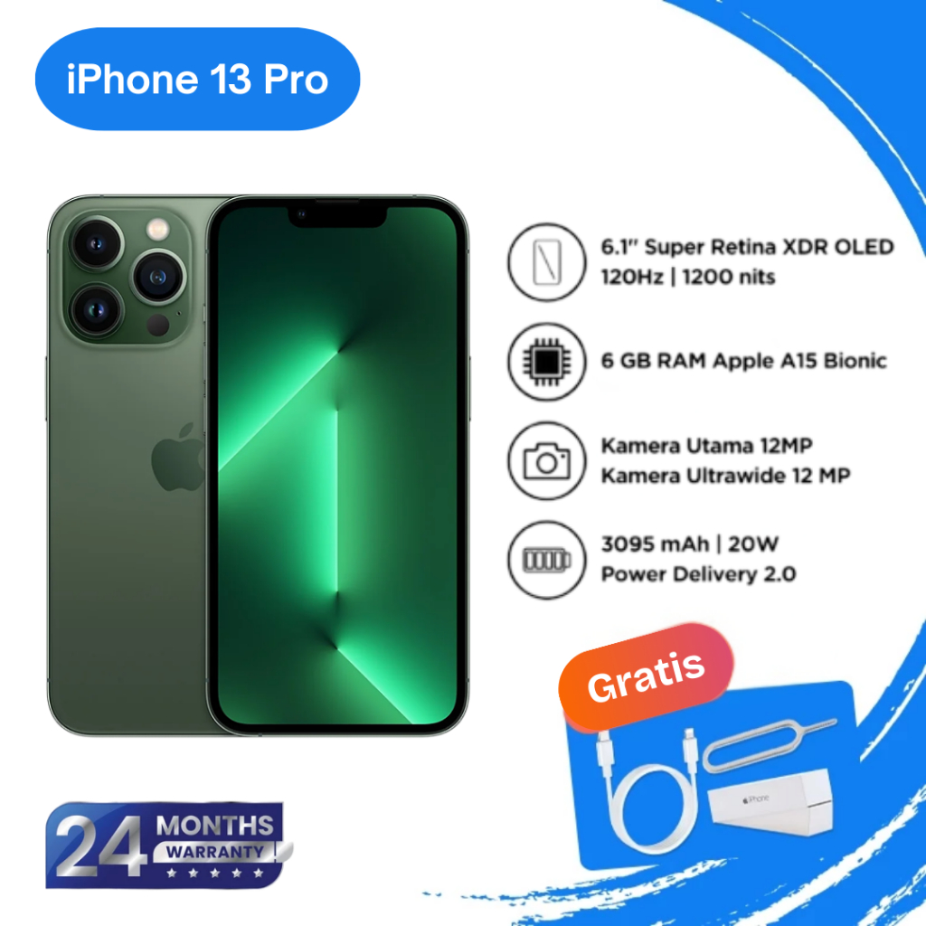iPhone 13 Pro IMEI Permanen Garansi 24 Bln 100% Original iPhone FULLSET No SIM Lock 128GB/256GB