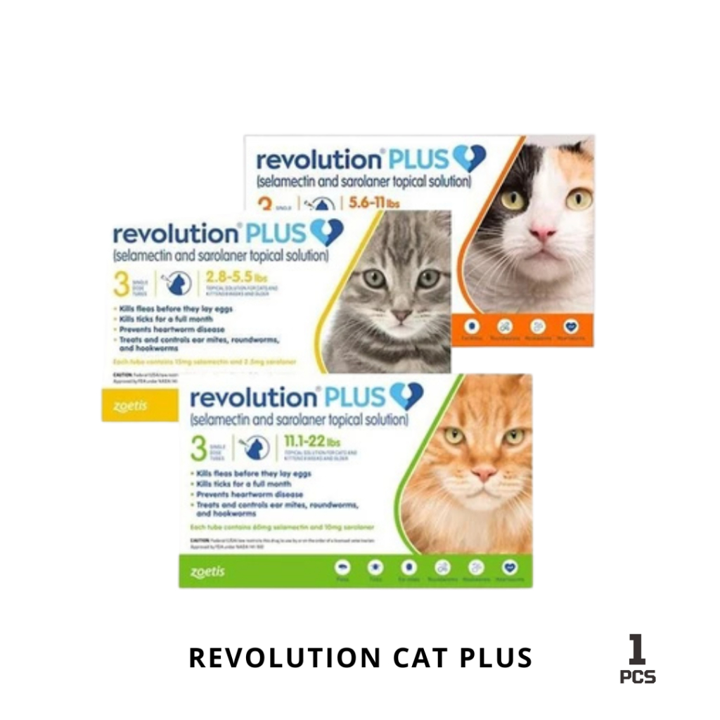 Revolution Cat Plus 2.5-5kg Obat Kutu Kucing |  Revolution Cat Plus 2,8 - 5,5 Lbs (Gold) | Revolutio