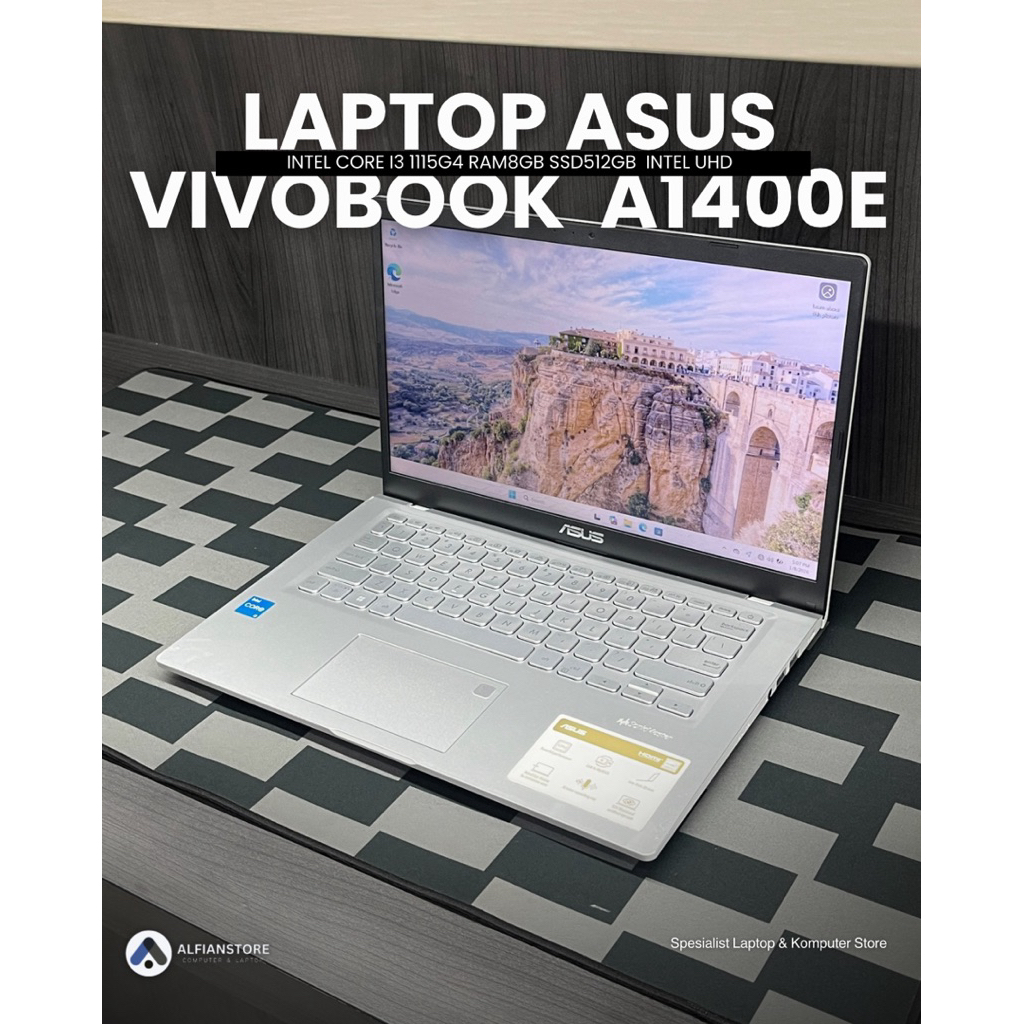 LAPTOP ASUS VIVOBOOK A1400E INTEL CORE I3 1115G4 RAM8GB SSD512GB