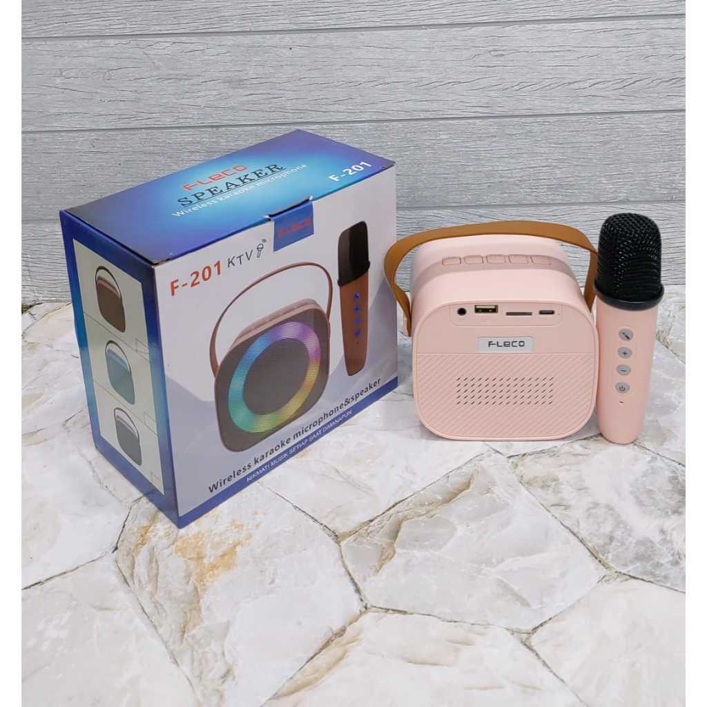 Speaker Fleco F-201 KTV Speaker Fleco Karaoke Free Mic Wireless Speaker KaraokeSpeaker Fleco F-201 K