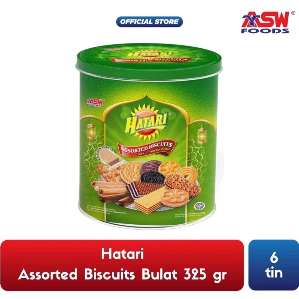 ASW FOODS HATARI TIN HIJAU 350 GRAM BISKUIT KALENG ANEKA RAGAM