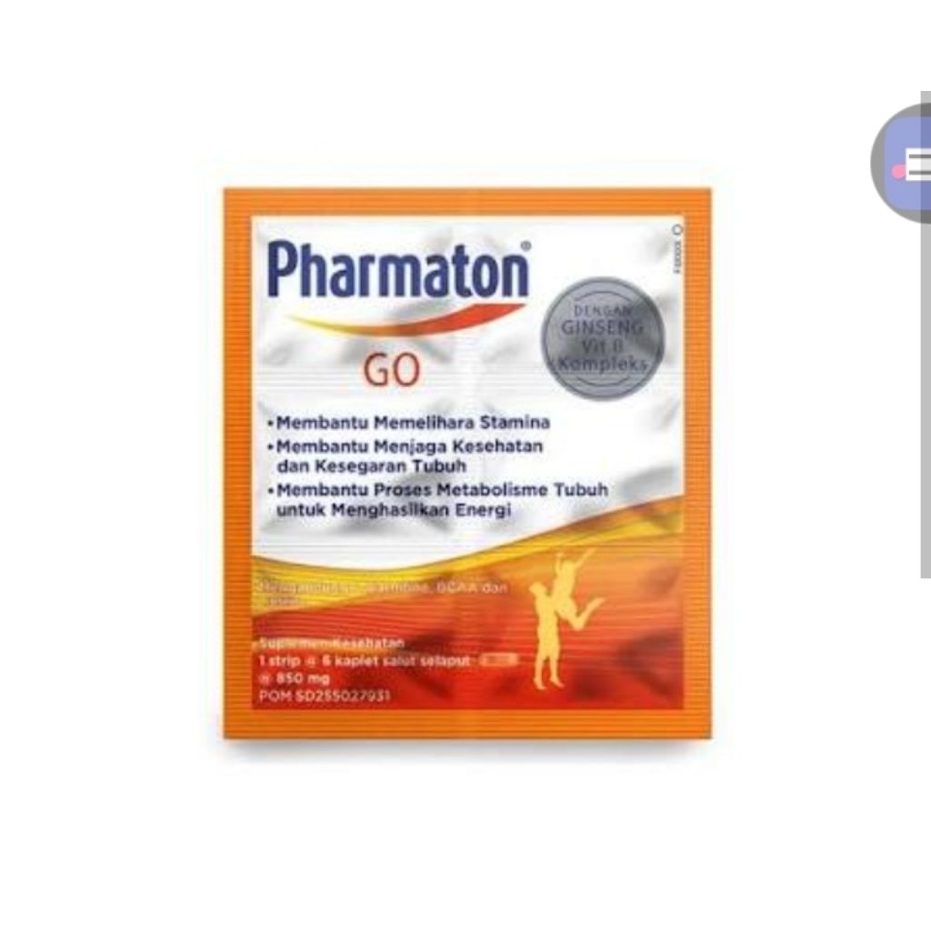 MULTIVITAMIN KESEHATAN/ VITAMIN / SUPLEMEN TUBUH / PHARMATON GO 1 STRIP