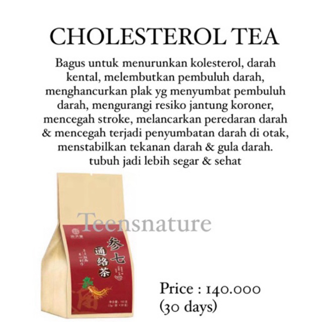 CHOLESTEROL TEA (TEH DEWA teh kolesterol )