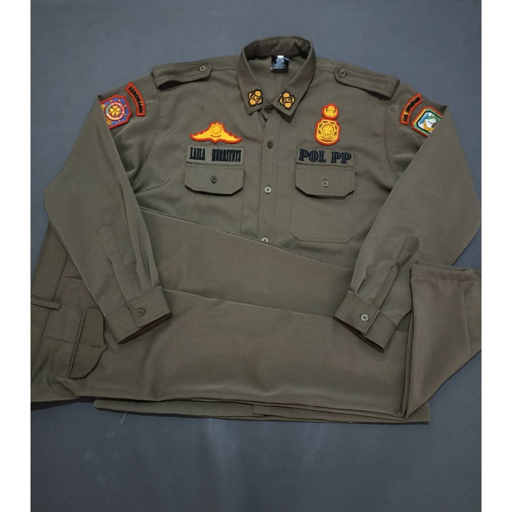 SERAGAM PDH SATPOL PP+ATRIBUT 3D BAHAN LUSTER