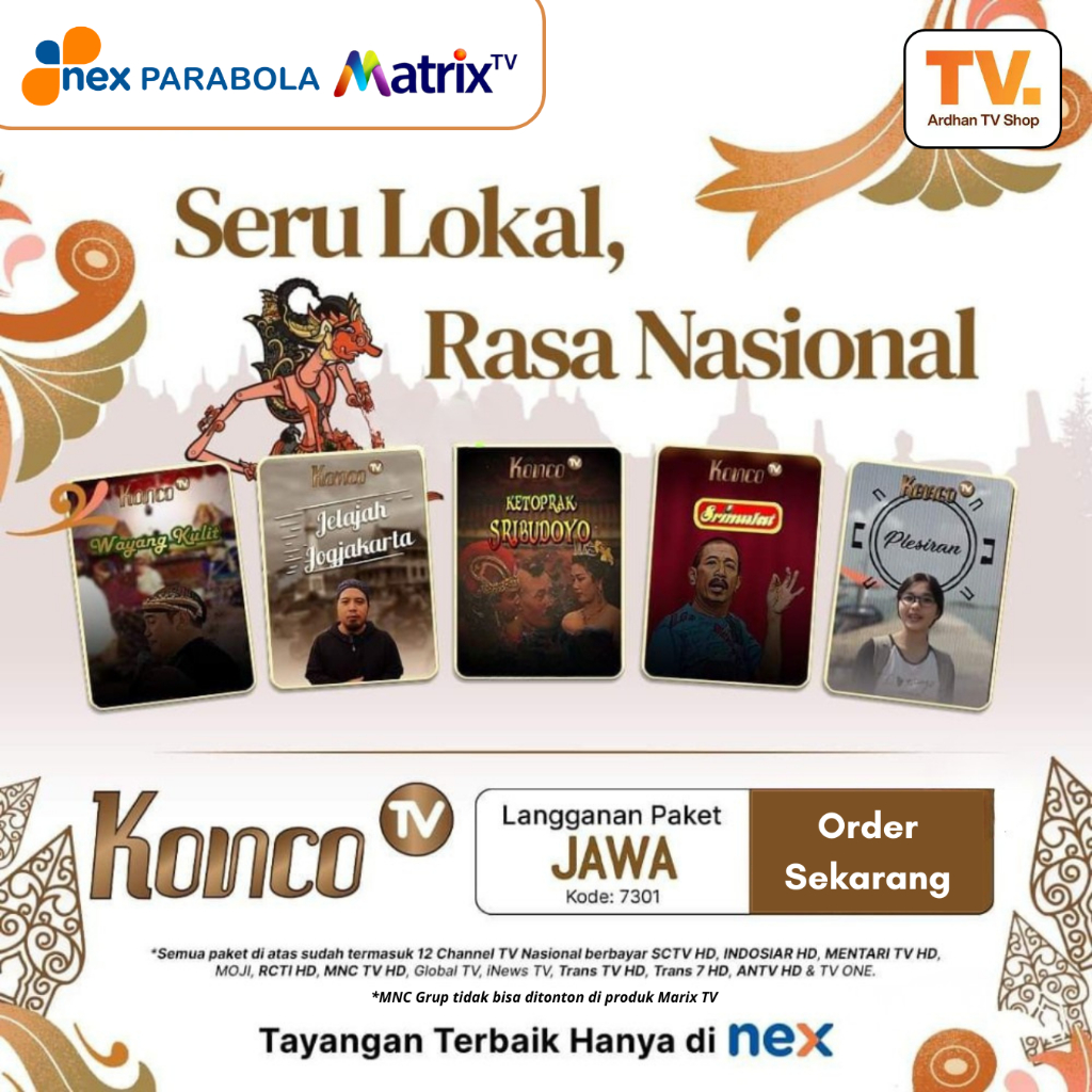 Nex Parabola Dan Matrix Paket JAWA 30 Hari - Channel Konco TV