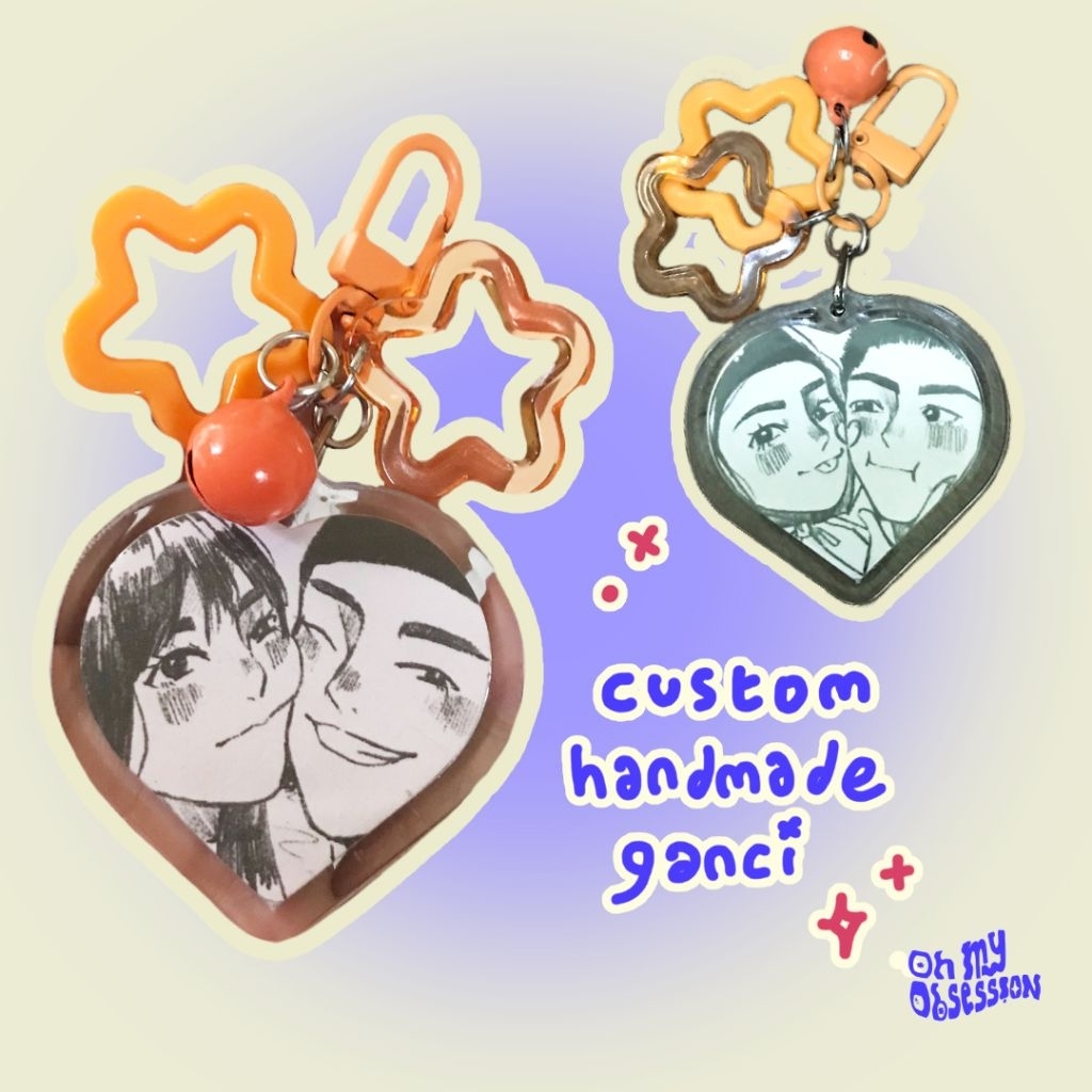 Custom Handmade Gantungan Kunci Charm Bentuk Love Couple Bias Waifu Husbando Hadiah Lucu Anniversary