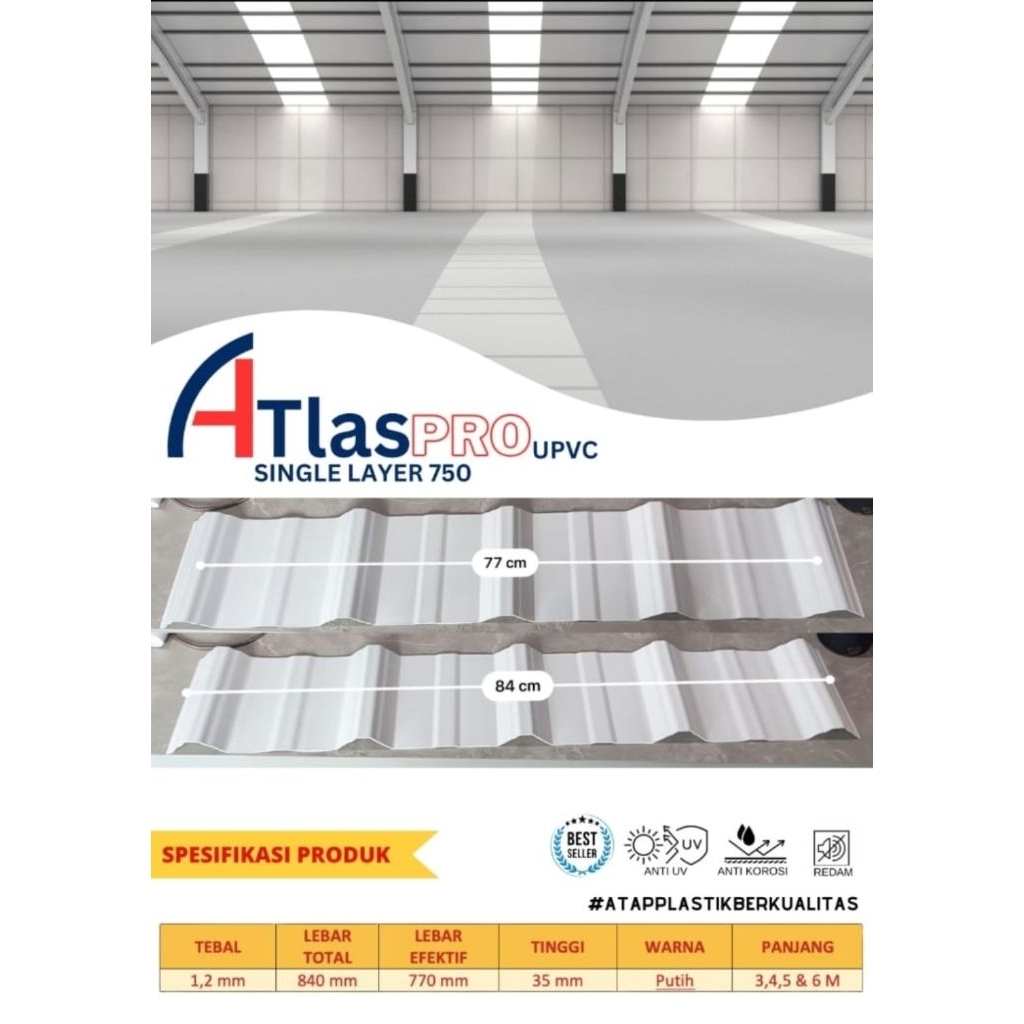 Atap UPVC single layer 750