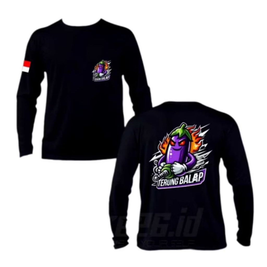 KAOS TERONG BALAP LENGAN PANJANG CORAK UNGU API