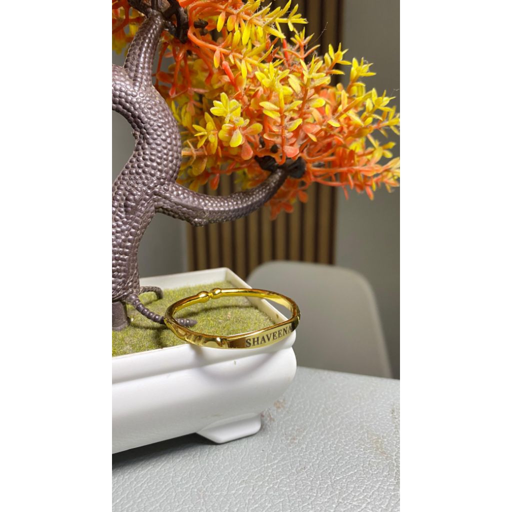 Gelang anak lapis emas Tribusono dengan Ukiran Nama, Aman untuk Kulit