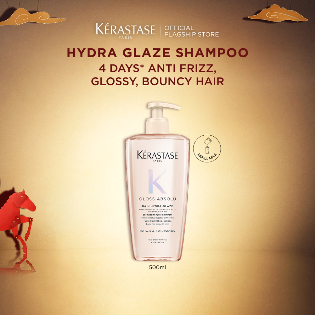 [New Launch] Kerastase Gloss Absolu Bain Hydra Glaze 500ml - Shampoo  for Anti Frizz, Glossy, Bouncy