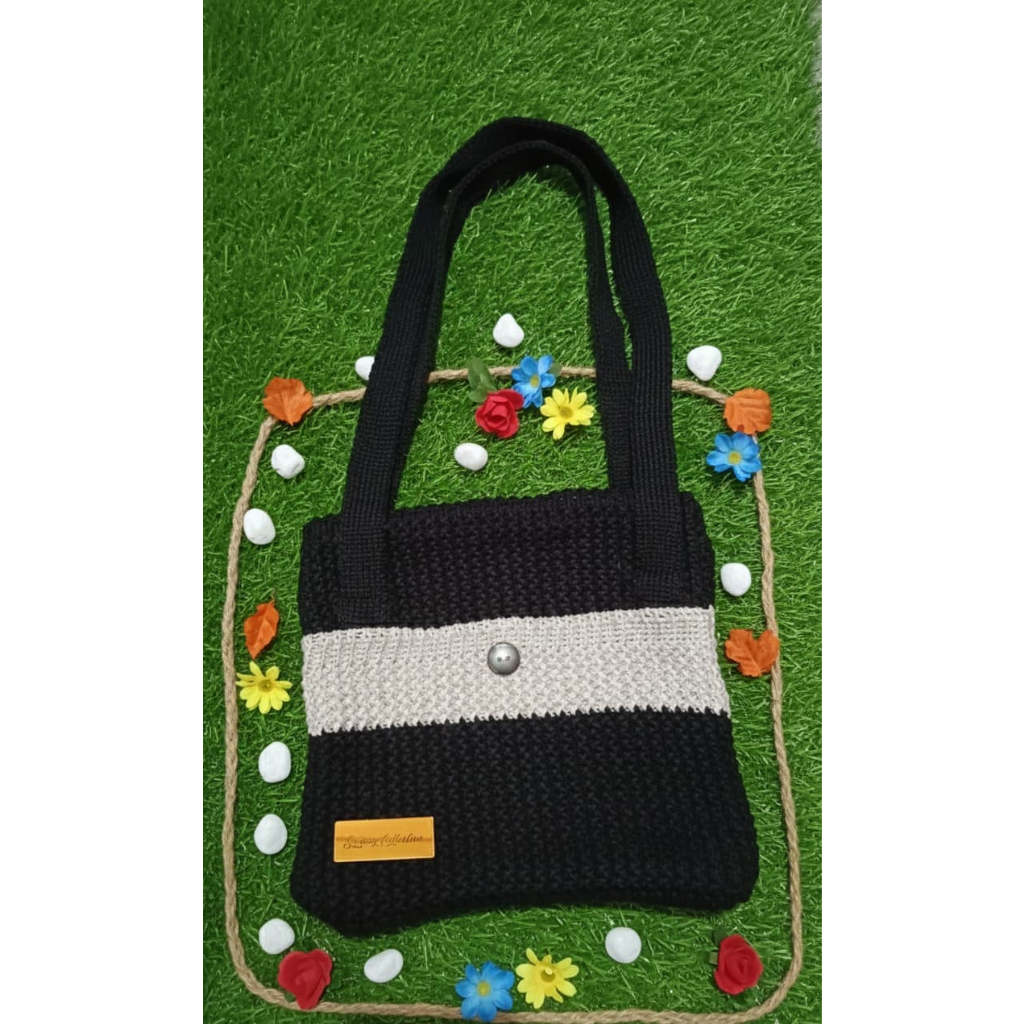 Tas Rajut Selempang Wanita Rajutan  Lebar Muat Hp dan Dompet juga buku