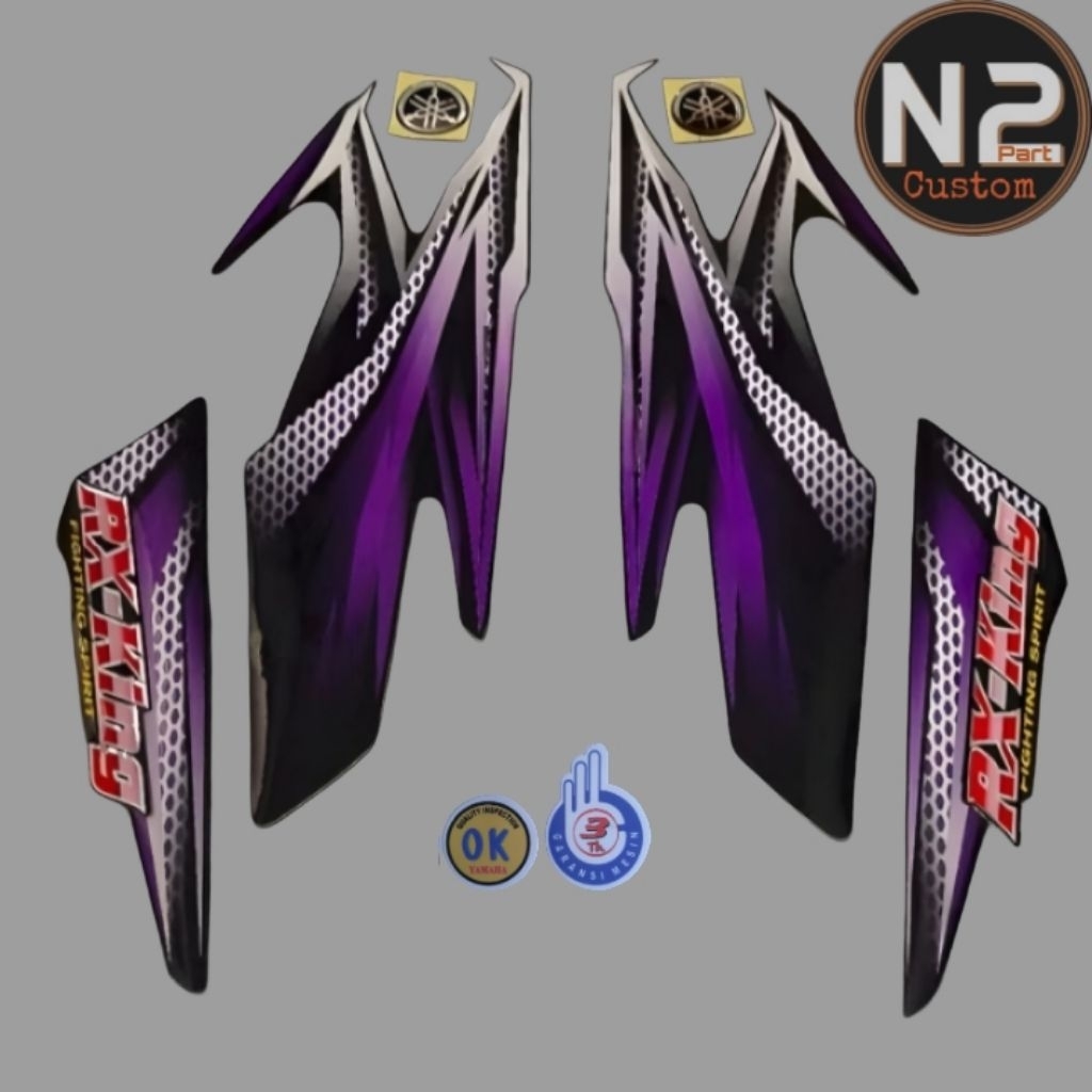STRIPING STIKER RX KING TAHUN 2005 HITAM UNGU CUSTOM VARIASI
