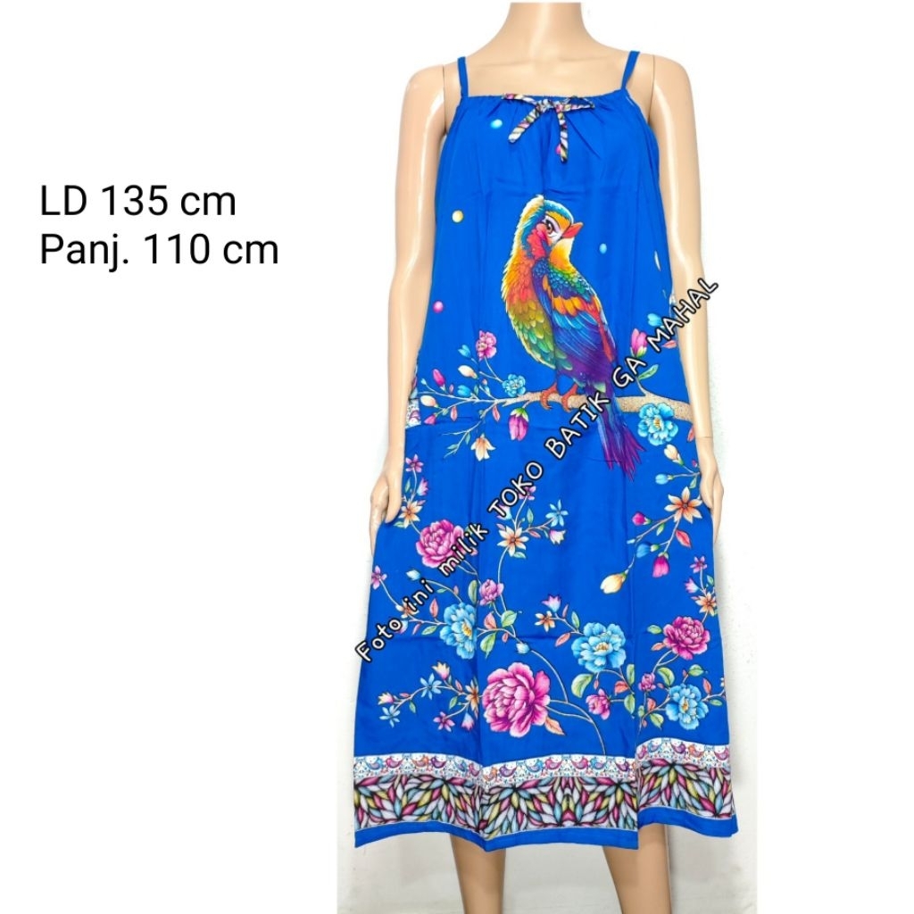 Daster jumbo yukensi lengan tali leher ada karet super adem Bunga Siantan