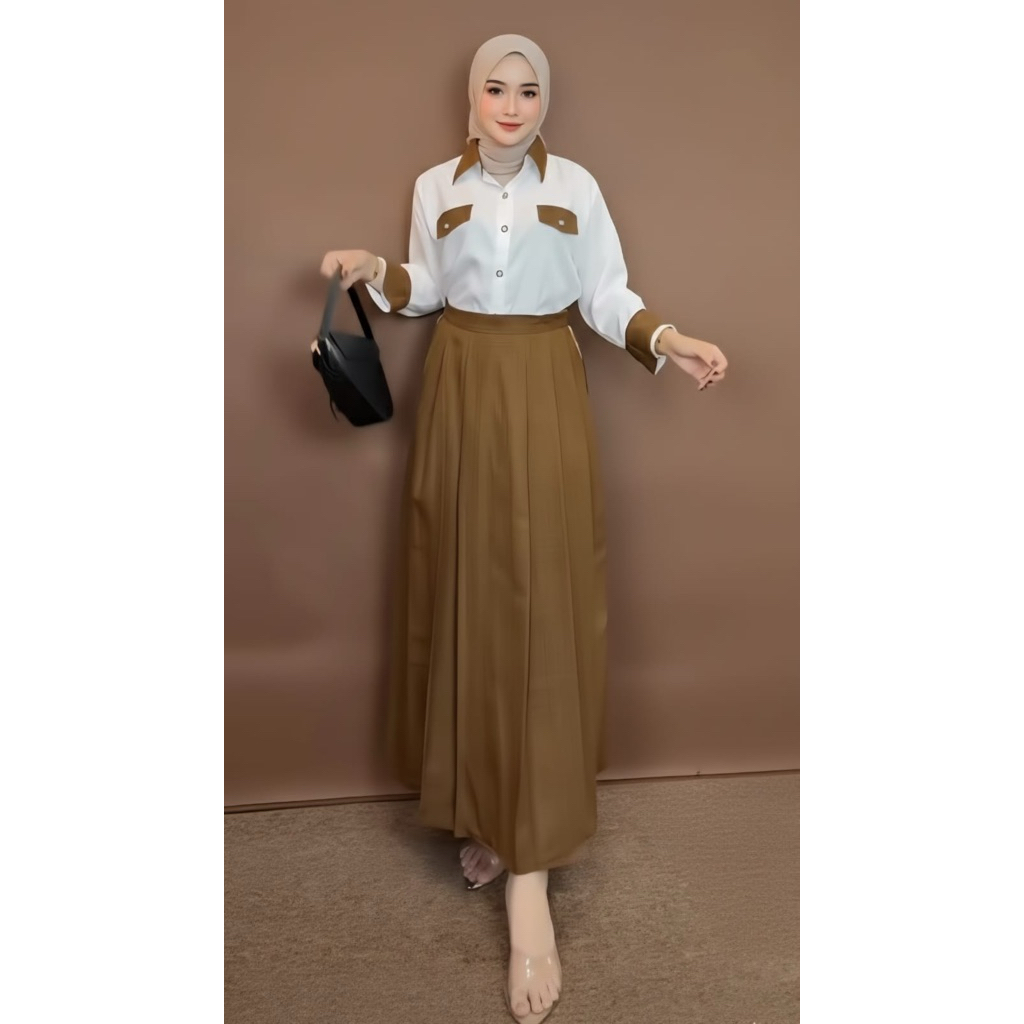 Set Mischa - Setelan Rok Houndstooth Mix Shakila - One Set Premium