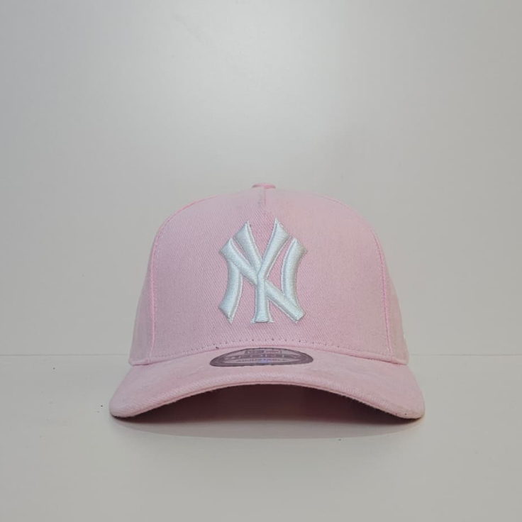TOPI BASEBALL-TOPI PRIA NY PINK BORDIR PUTIH