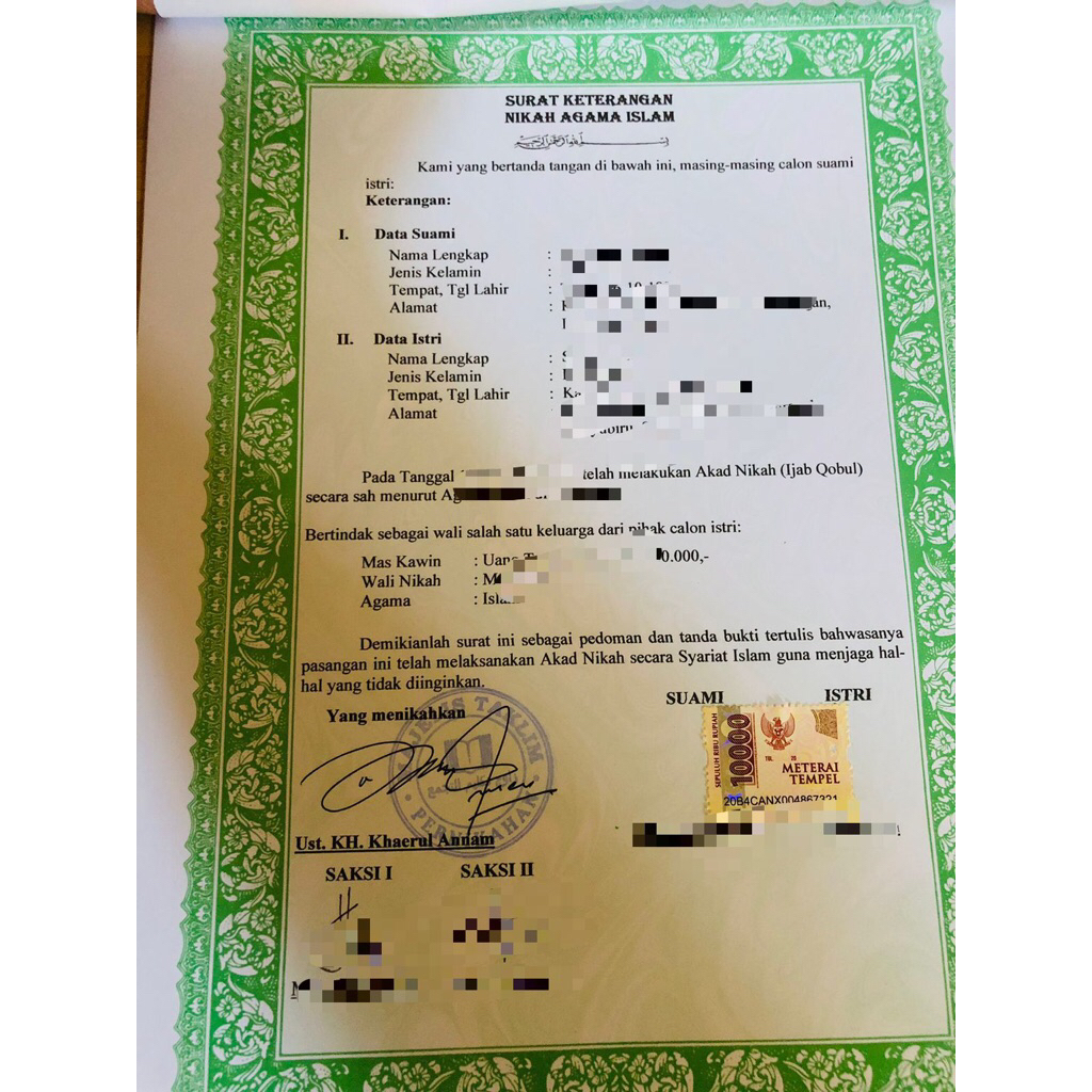 Keterangan Nikah Siri Amanah