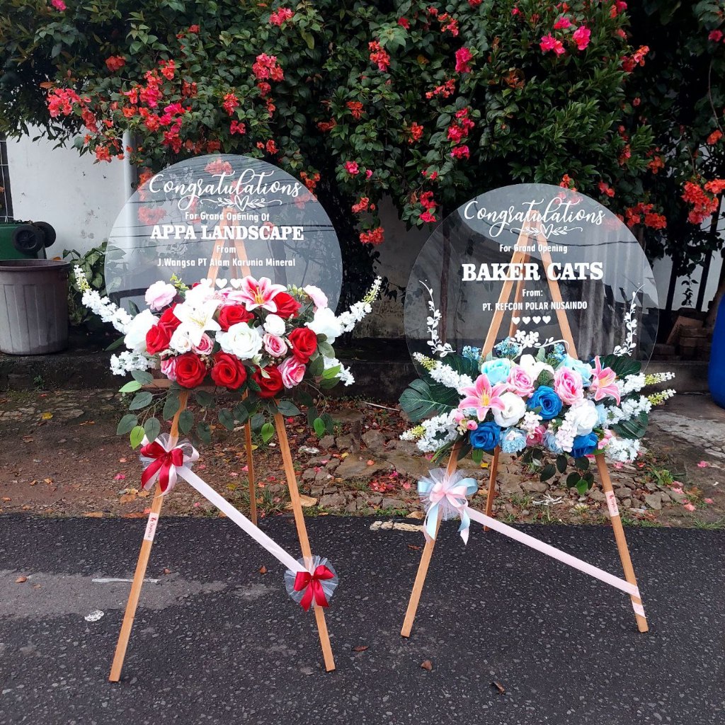 Standing Acrylic Flower Papan Bunga Standing Ucapan Akrilik Premium - Tjeplis.id