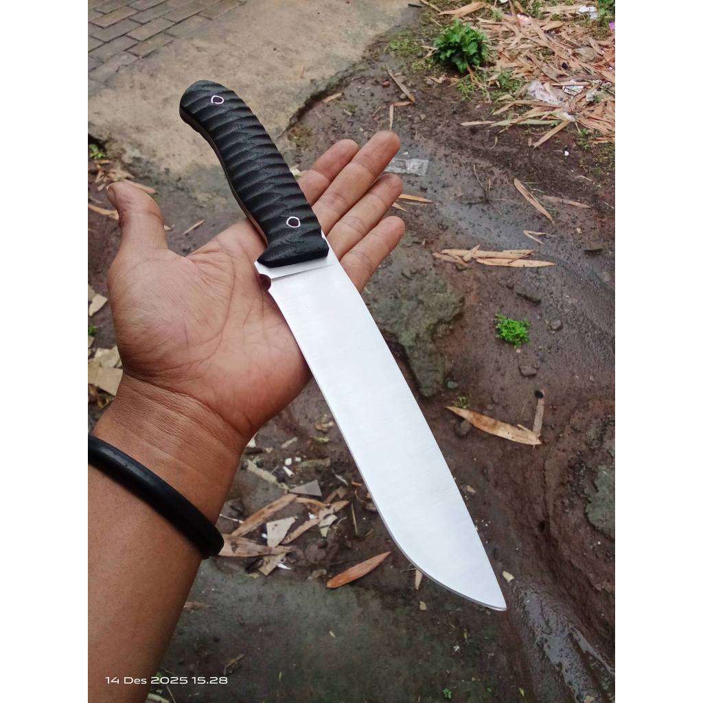 Pisau Bushcraft Fulltang 16 cm Tactical Knife Baja Carbon Steel Handle Micharta