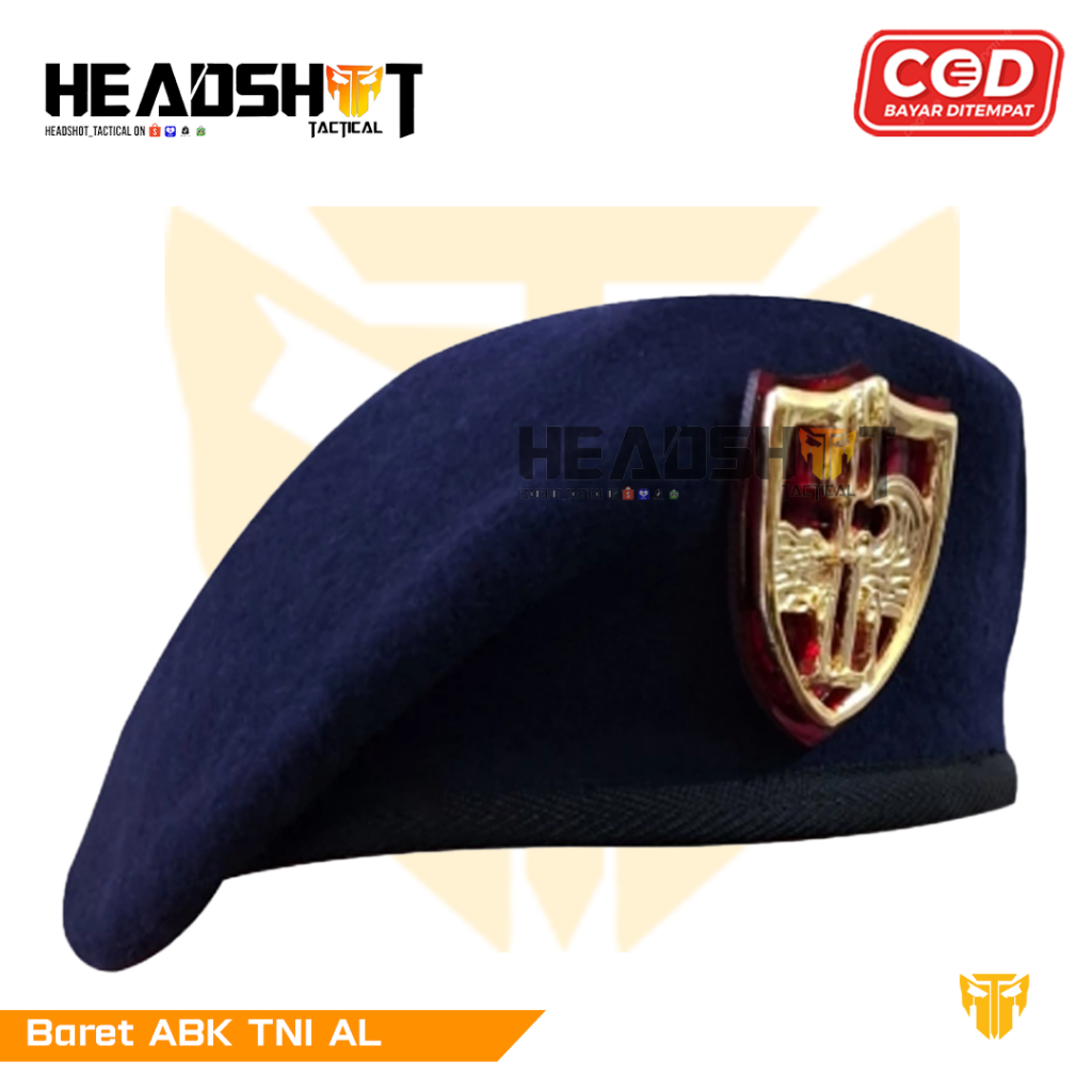 Baret Armada TNI AL Merk Camel + Emblem - Baret Camel TNi ABK AL - Baret ABK TNI AL Merk Camel 1 Set