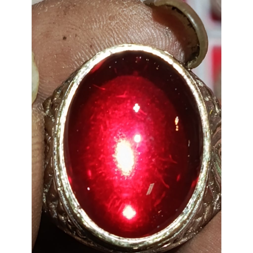 batu Mirah siam delima super mewah ikat alpaka krum no 9