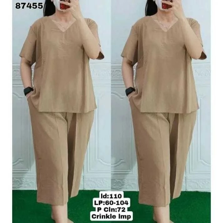 LD 110.120.130CM XL.XXL.XXXL SETELAN ANDIN JUMBO/ONE SET POLOS CRINKLE AIRFLOW/BAJU PIYAMA WANITA