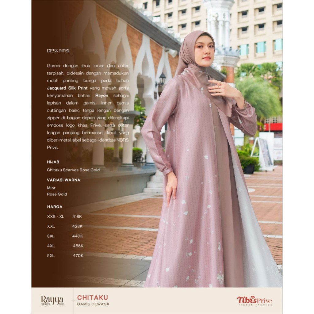 CHITAKU ROSE GOLD GAMIS NIBRAS TERBARU