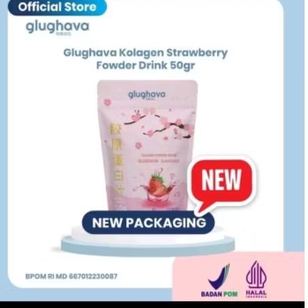 glughava kolagen strawberry fowder drink 50gr