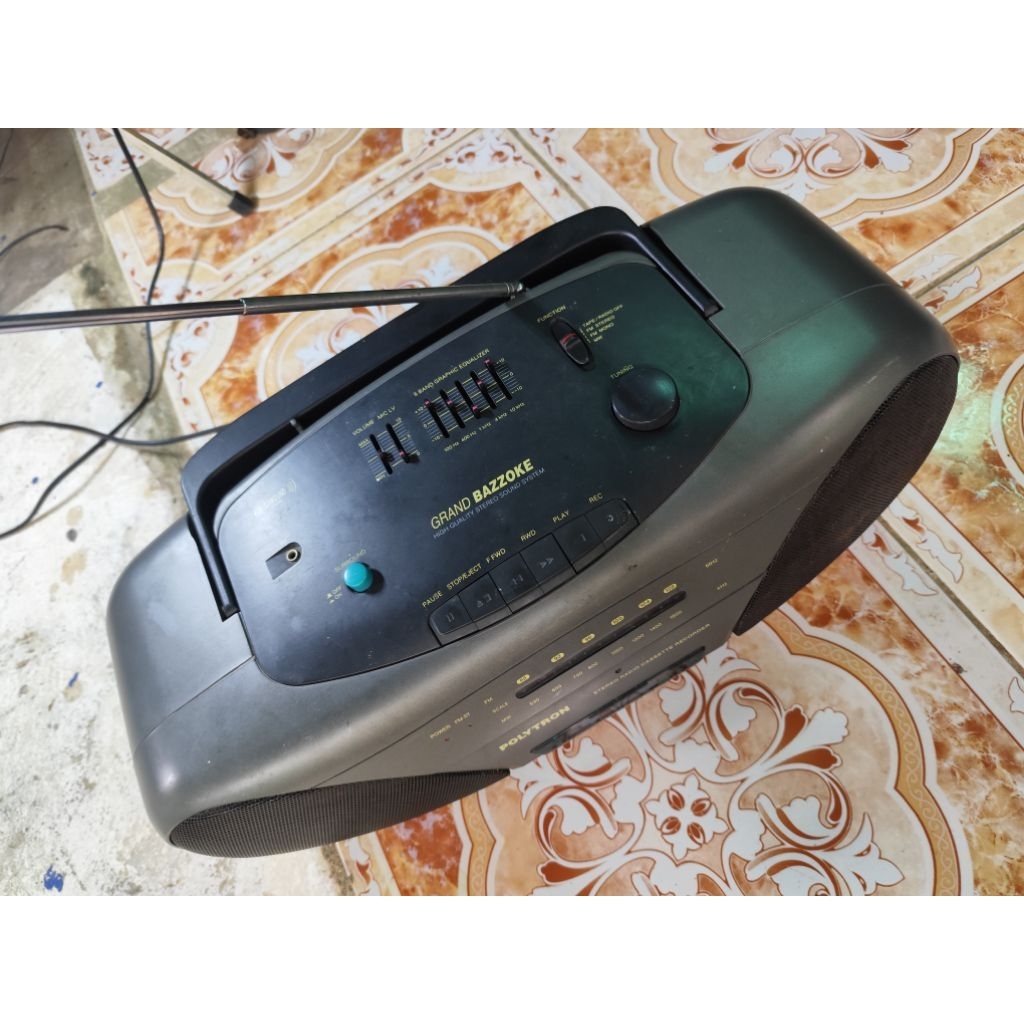 Radio Casset Bazzoke Polytron  PSC-612C Radio Jadul Antik Langka Bening  Mempesona dan terbaik, MIC,