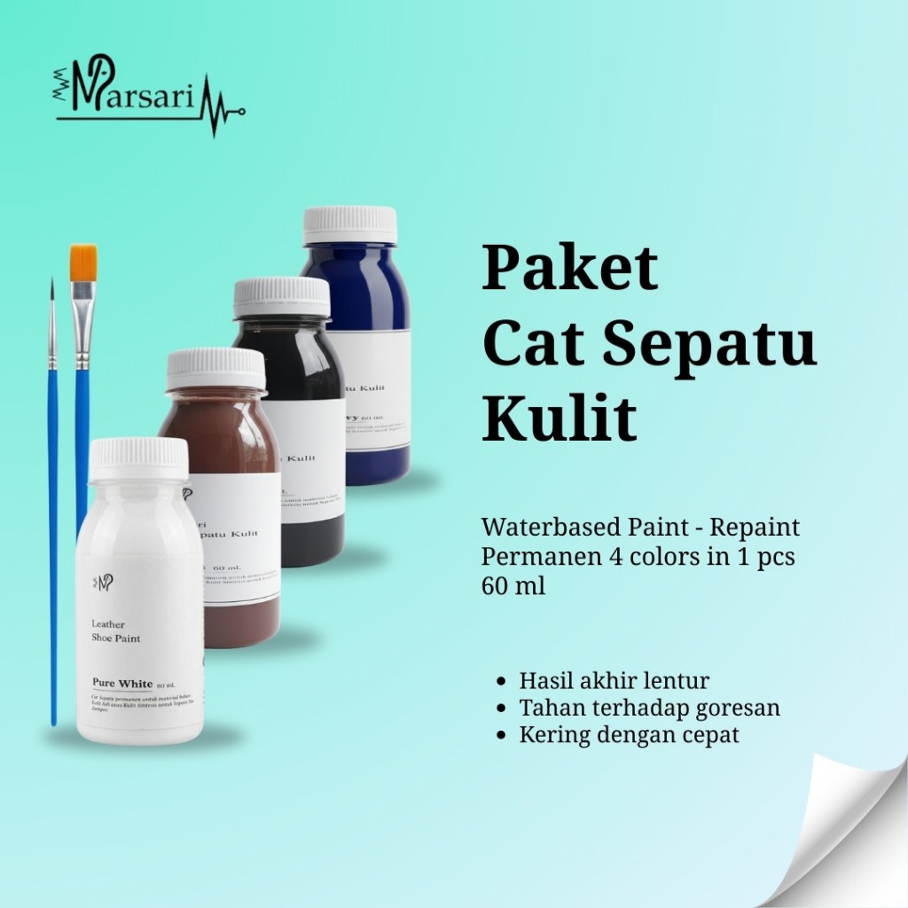 Marsari Paket Cat Sepatu Kulit Tas Topi Kulit Permanen Waterbased Leather Paint