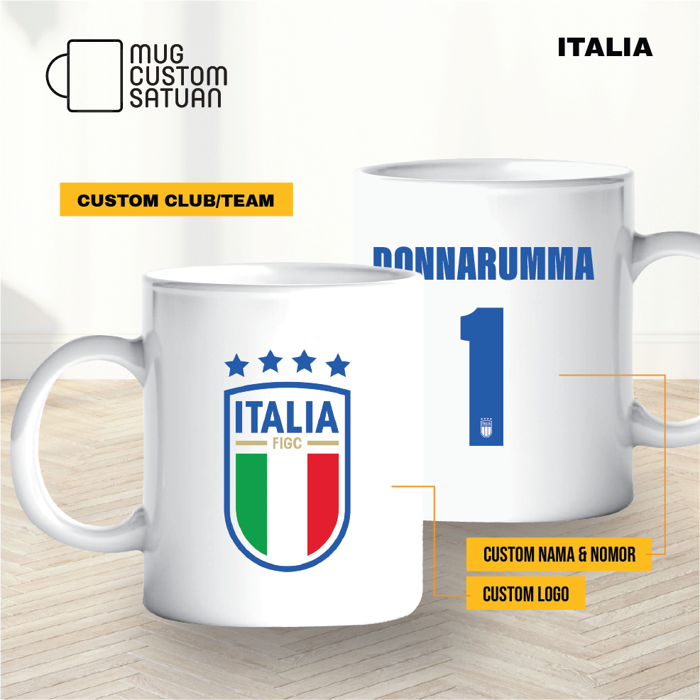 Mug custom sablon satuan / mug kado custom / Bola / Italy