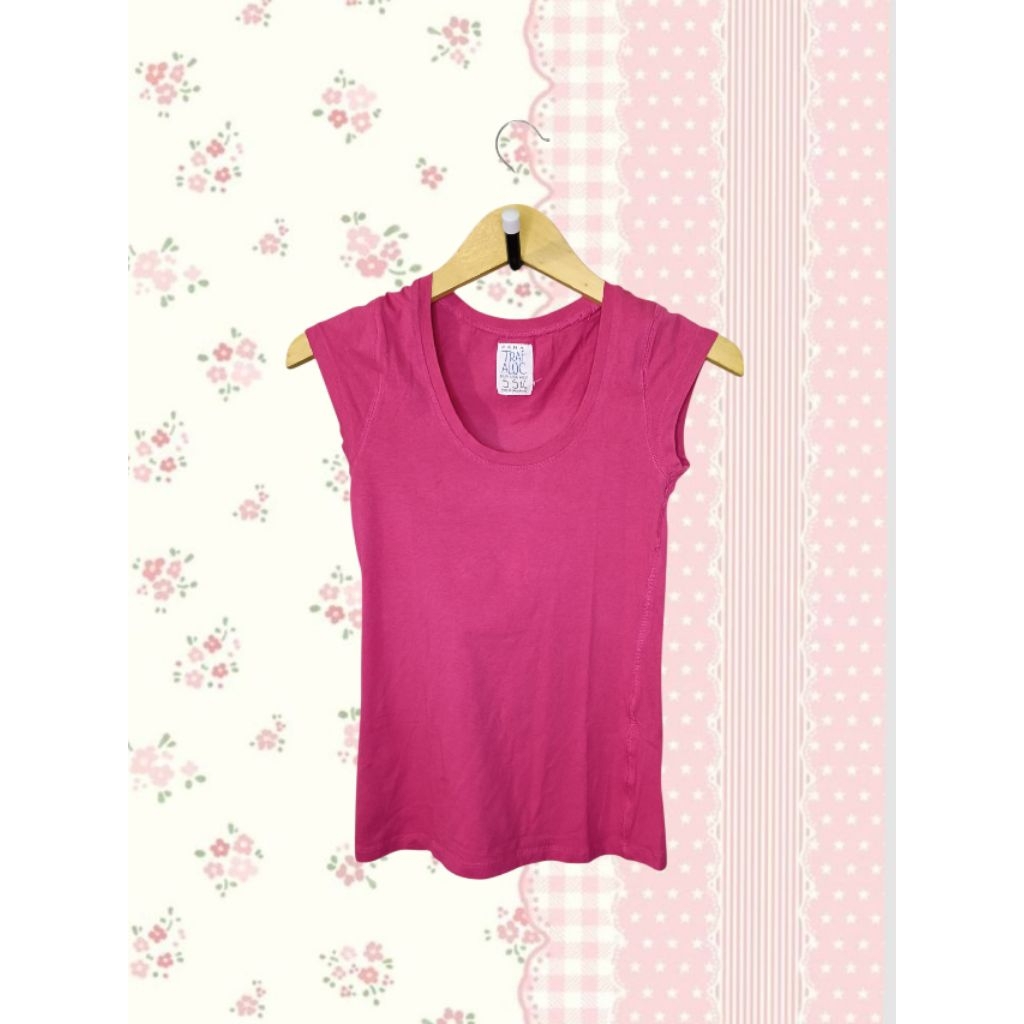 Zara Trafaluc Basic Fitbody Top Fuschia Pink