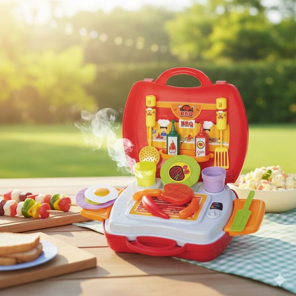 Terbaru Mainan Anak Masak masakan Koper BBQ 20pcs/koper bbq toys KPR01