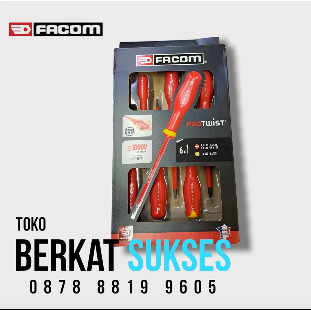 Insulated Screwdriver Set Facom ATPVE.J6PB Original Obeng Set Listrik 6 Pcs Facom