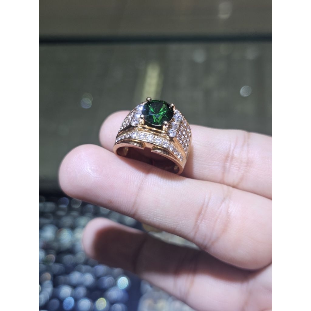 cincin cowo pria lakilaki batu hijau mewah