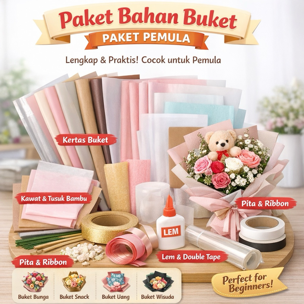 Bahan-bahan Buket Pemula