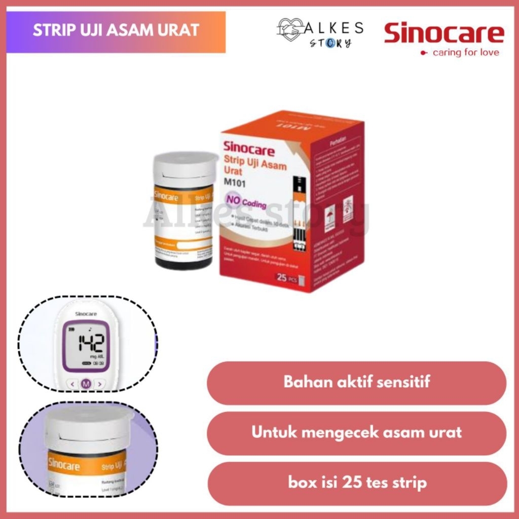SINOCARE-ALKESSTORY Strip Uji Asam Urat