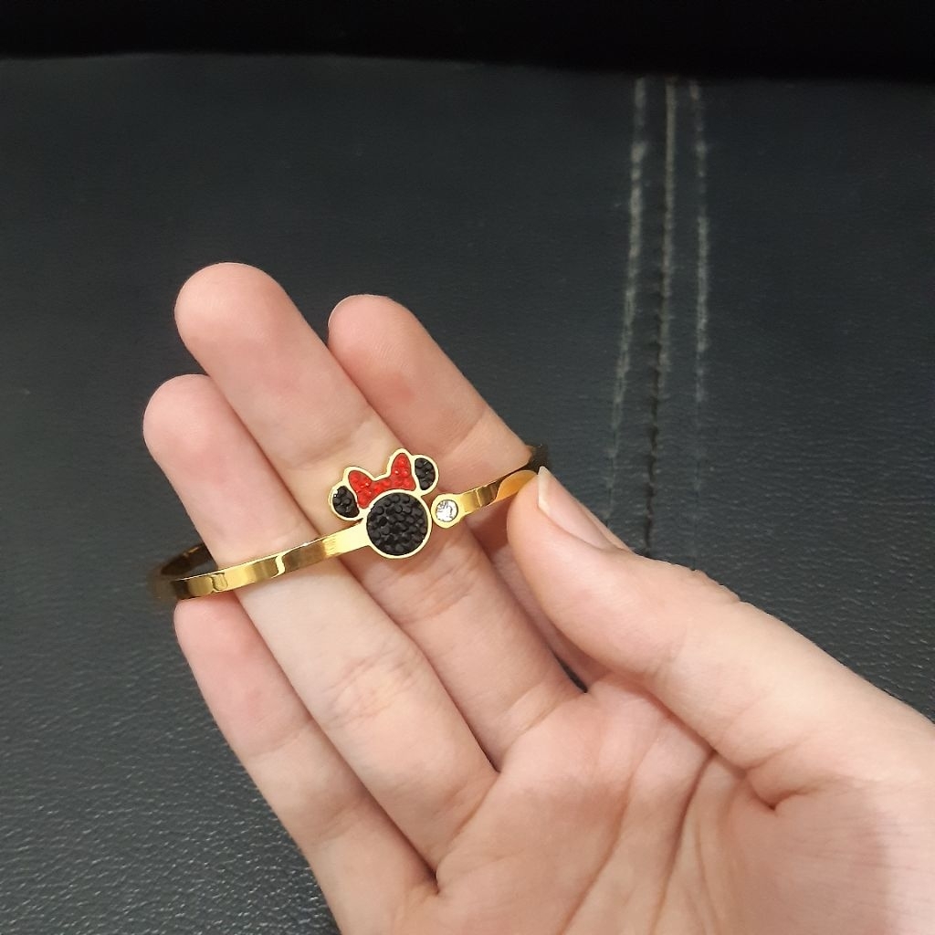 Gelang Mickey Bangle Gold Plated 16k Free Gelang Titanium