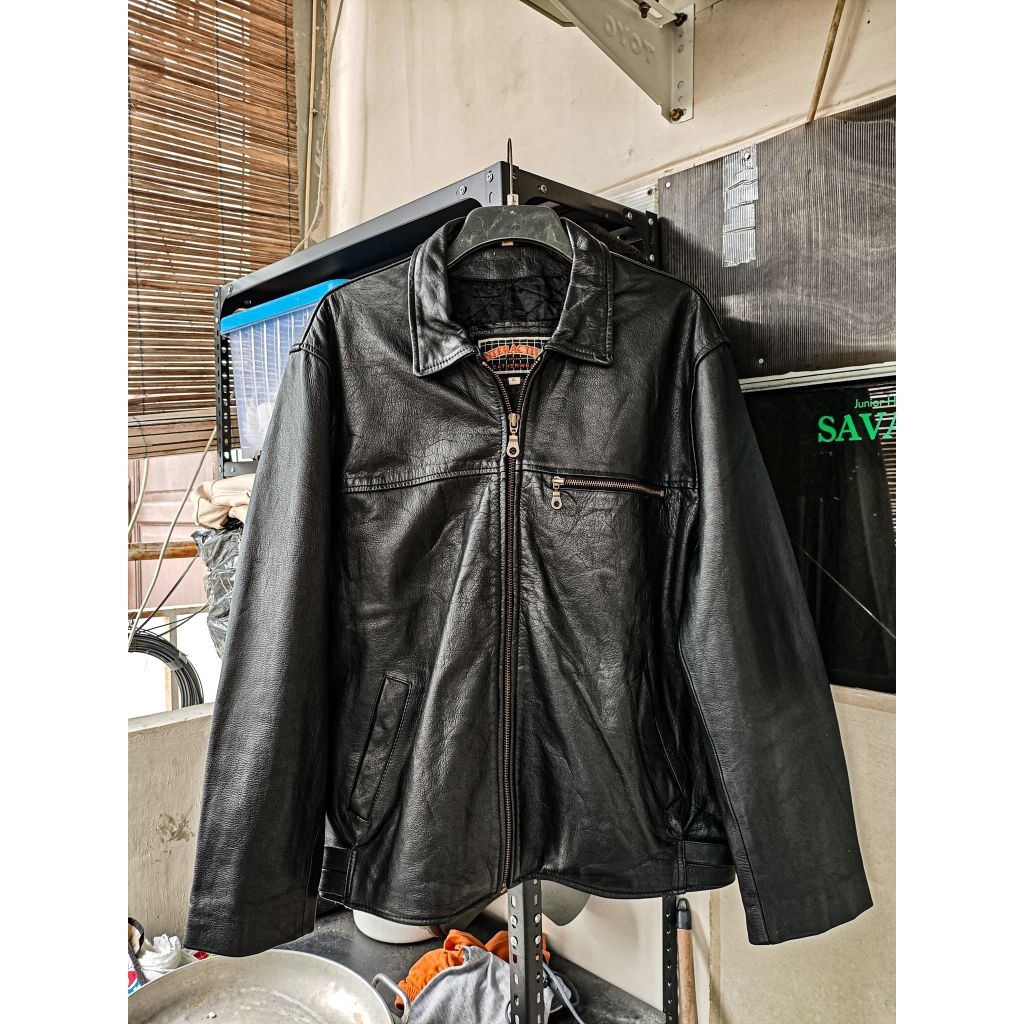 DETROIT JACKET LEATHER WORK JACKET JAKET KERAH DAUN DETROIT