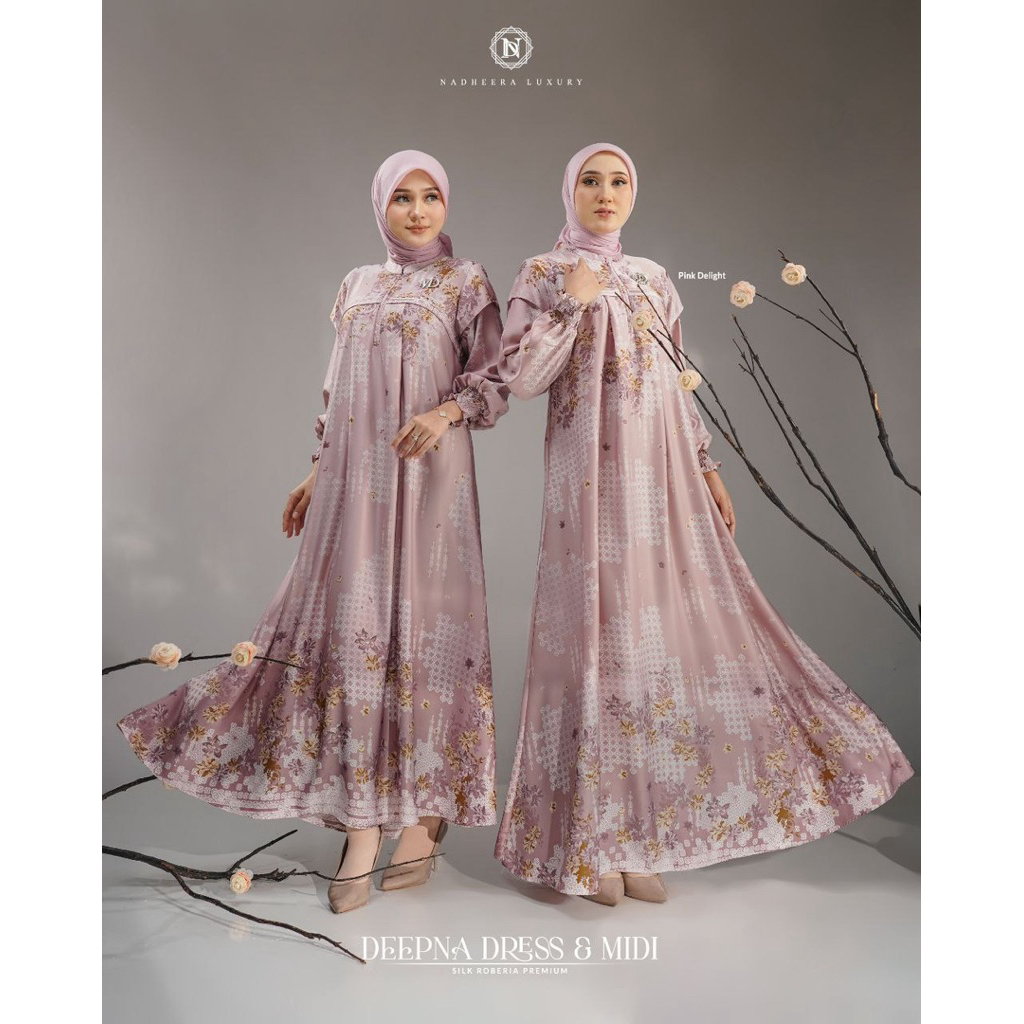 Deepna Midi Dress by Nadheera Luxury Midi Dress Nadheera Luxury Silk Roberia Premium Gamis Nadheera 