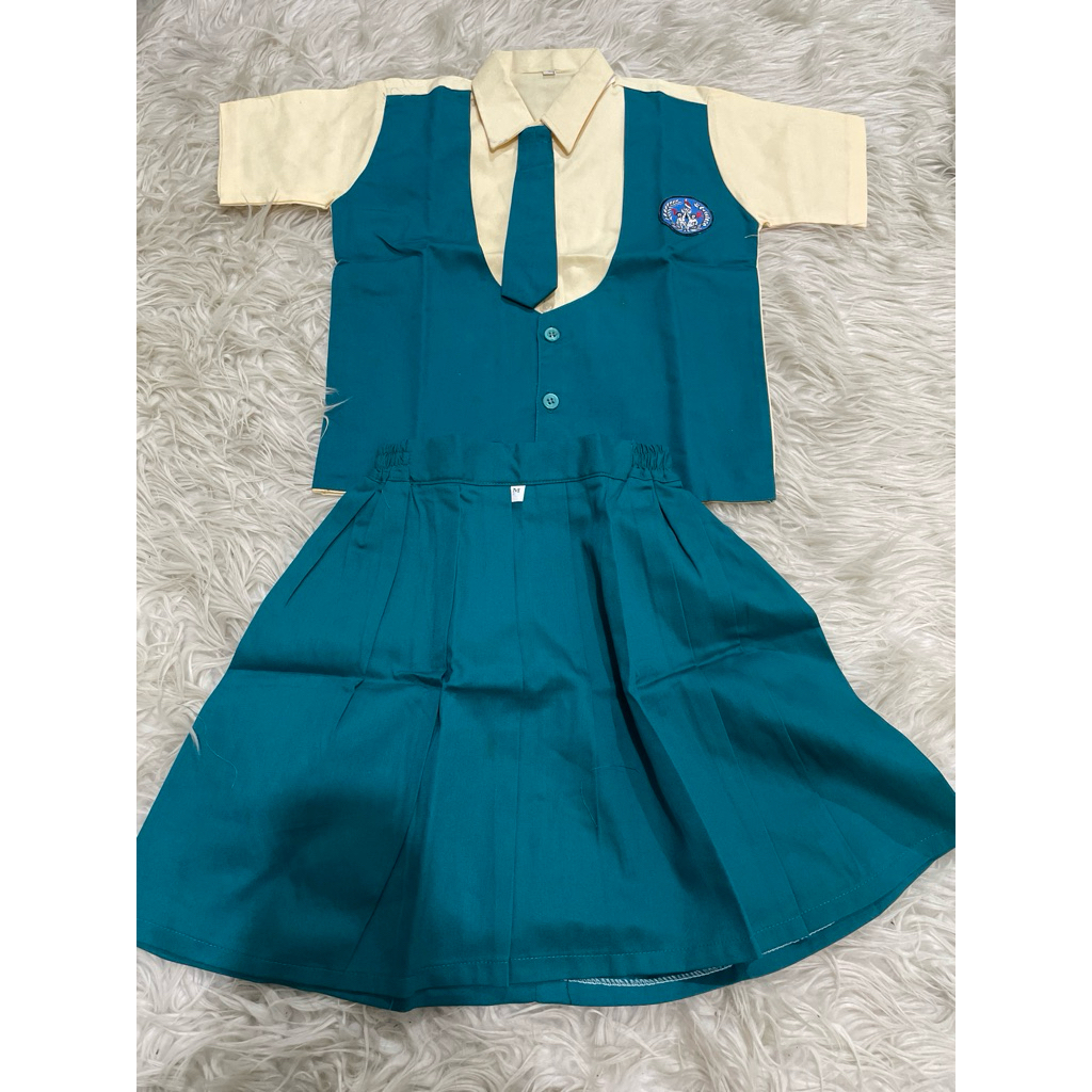 (Obral 1888) Seragam gabungan hijau kuning TK bahan seragam