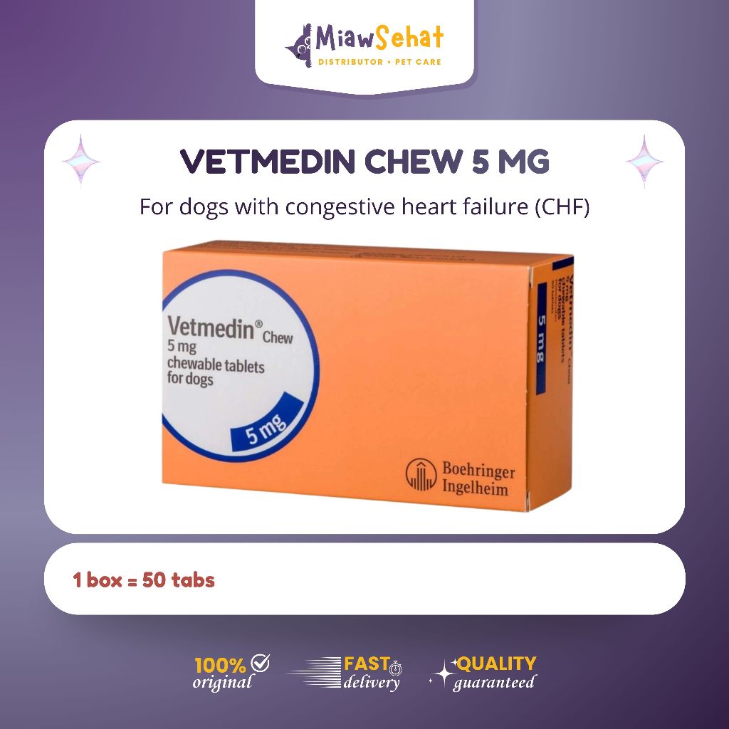 Vetmedin 5mg Obat Jantung Anjing (1 Box 50 Tablet) original