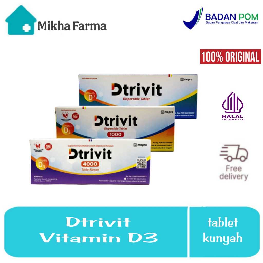 Dtrivit Vitamin D3 Tablet Dispersible | Box 30 Tablet - Suplemen Ibu Hamil dan Untuk Tulang