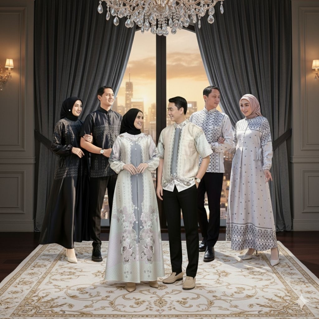 Gamis Couple Pasangan Keluarga Lebaran 2026 Sarimbit Bahan Silk Muslim Premium Simple Mewah elegan