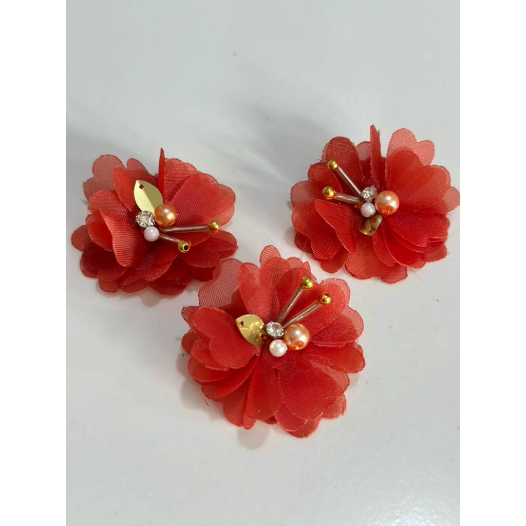 Bunga 3D Organza hiasan baju|Bunga Organza jahit baju|Payet bunga Organza